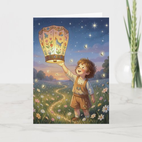 Birthday Boy with a Chinese Lantern Card