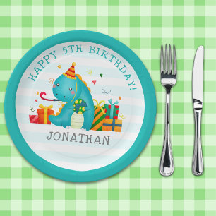 Birthday Boy with Dinosaurs Theme Paper Plates