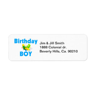 Birthday Boy With Toy Airplane Label