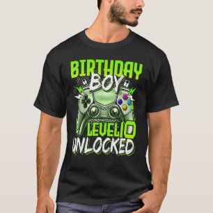 Birthday Boys Level 10 Unlocked Video Gamer Birthd T-Shirt