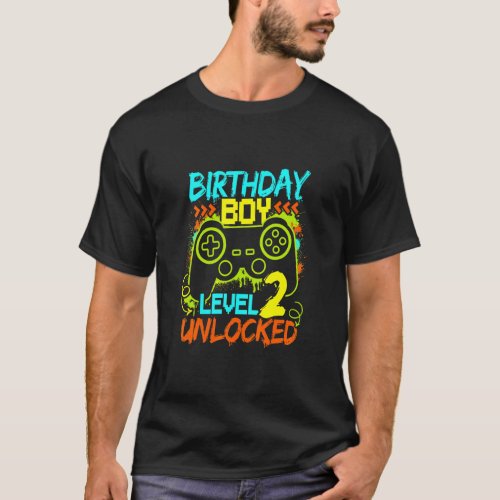 Birthday Boys Level 2 Unlocked Video Gamer  T_Shirt