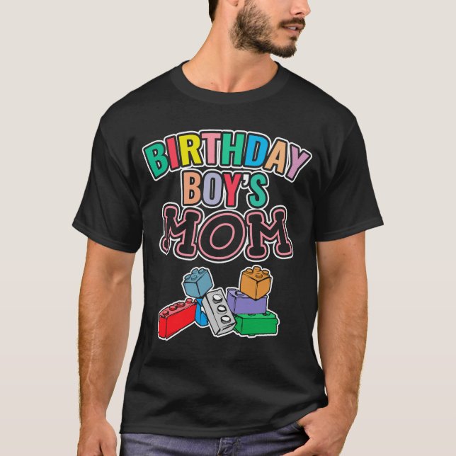 Birthday Boy's Mom Building Blocks  13 T-Shirt (Front)