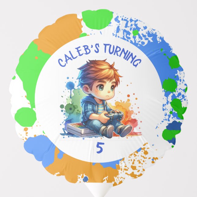 Birthday Boy's name and age Personalized Photo Balloon (Front)