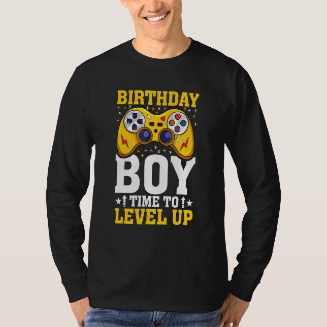 Birthday boys Time to Level Up Video Game Birthday T-Shirt (Front)