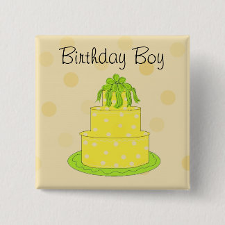 Birthday Boys Yellow Cake Pinback Button