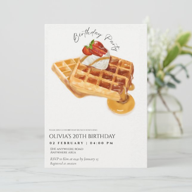 Birthday breakfast, Birthday brunch Invitation (Standing Front)