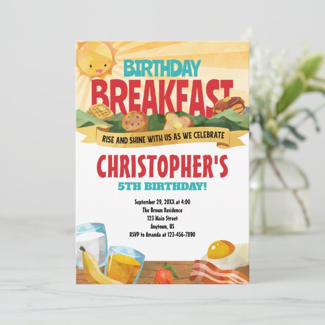 Birthday Breakfast Invitation (Standing Front)