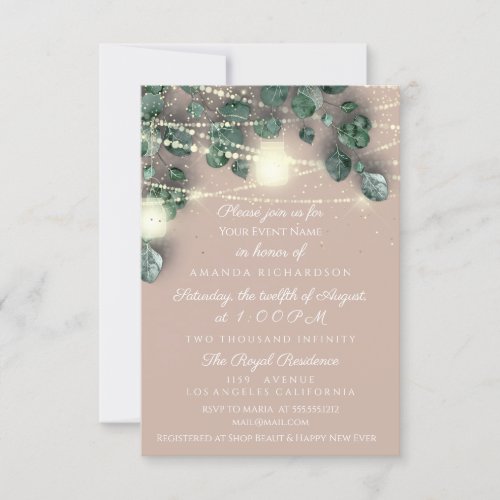 Birthday Bridal Confetti Light Gold  Rustic  Ivory Invitation