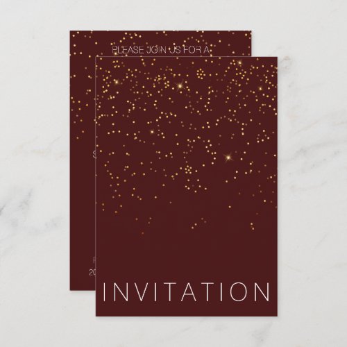 Birthday Bridal Party Burgundy Gold Confetti Invitation