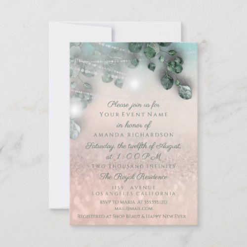 Birthday Bridal Shower Light Jar Glitter Rose Invitation