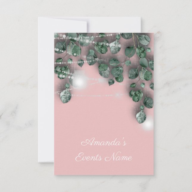 Birthday Bridal Shower Light Jar Rustic Pink Invitation (Back)