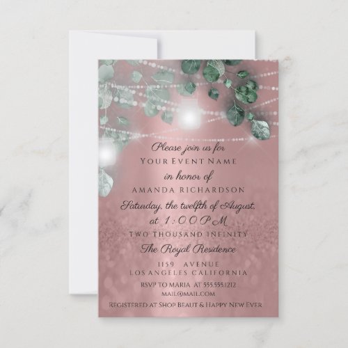 Birthday Bridal Shower Light Jar Rustic Rose Glam Invitation