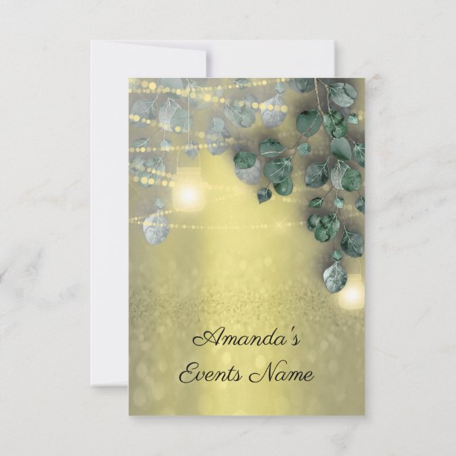 Birthday Bridal Shower Light Jar Rustic Yellow Invitation (Back)