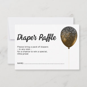 Birthday Bronze Glamorous Balloon Diaper Raffle Invitation