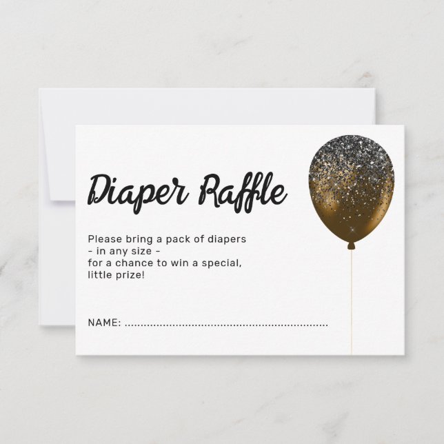 Birthday Bronze Glamorous Balloon Diaper Raffle Invitation (Front)