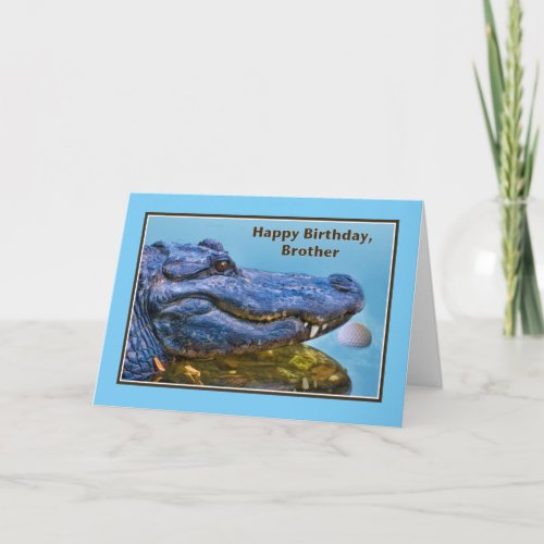 Birthday Brother Alligator and Golf Ball Card