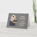 Birthday Brother Cute Dog Watercolor  Card<br><div class="desc">Birthday Brother Cute Dog Watercolor Cartoon Animal Art.   Let him know how much you love and appreciate him</div>