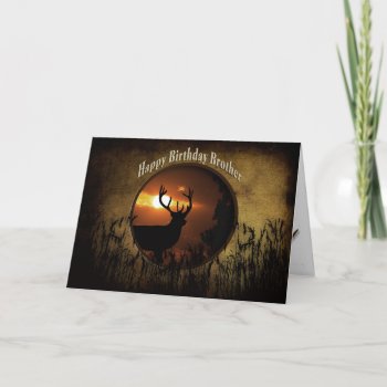 Birthday Brother - Deer Hunter -sunset Card by TrudyWilkerson at Zazzle