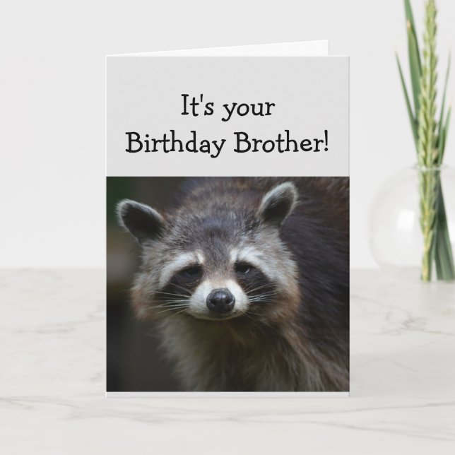 Birthday BROTHER Fun Age Humor Sad Raccoon Humor Card (Front)