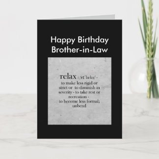 Birthday Brother-in-Law definition Relax Humor Card