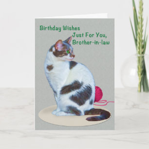 Birthday, Brother-in-law, Green-Eyed Cat Card