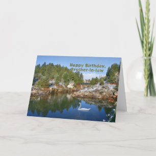 Birthday, Brother-in-law, Mountain Lake, Swan, Car Card