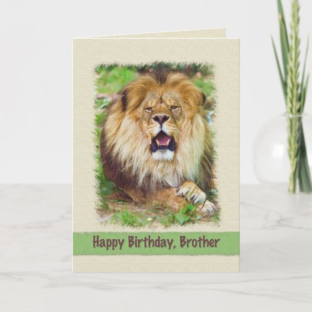 Birthday, Brother, Lion Card (Front)
