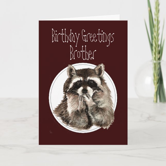 Birthday Brother Over the Hill with Cute Raccoon Card (Front)