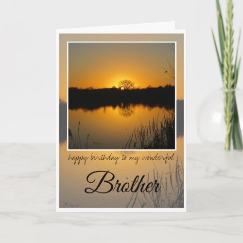 Birthday Brother Tree Silhouette Behind Sunrise Card