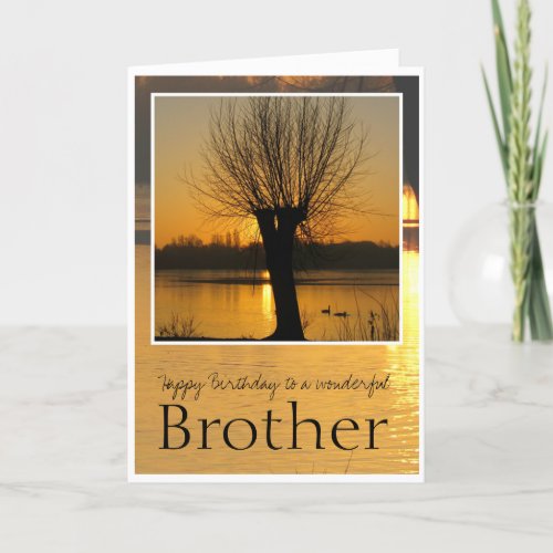 Birthday Brother Tree Silhouetted Against Sunrise Card