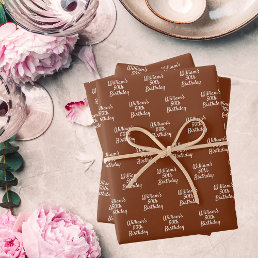 Birthday brown rust white name wrapping paper sheets