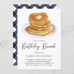 Birthday Brunch Pancakes Party Invitation