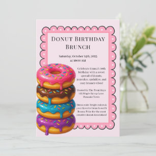 Birthday Brunch Party   Pancakes & Donuts  Invitation