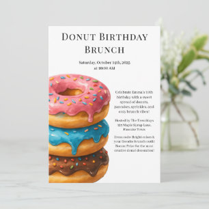 Birthday Brunch Party   Pancakes & Donuts  Invitation