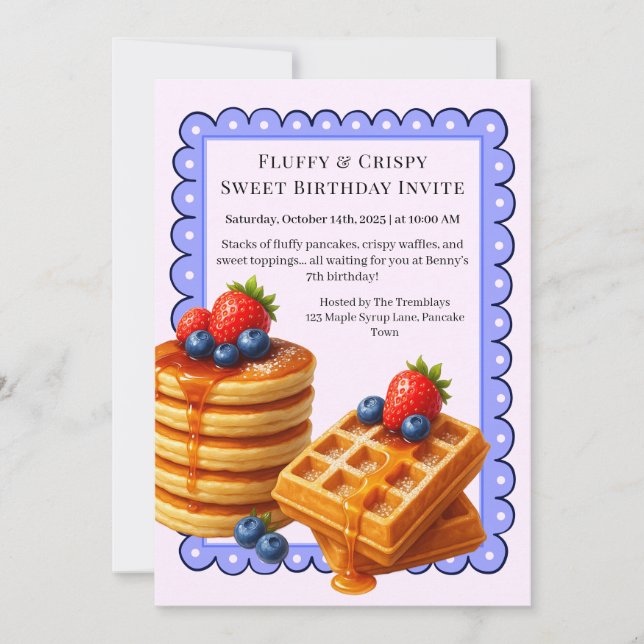 Birthday Brunch Party | Pancakes & waffles  Invitation (Front)