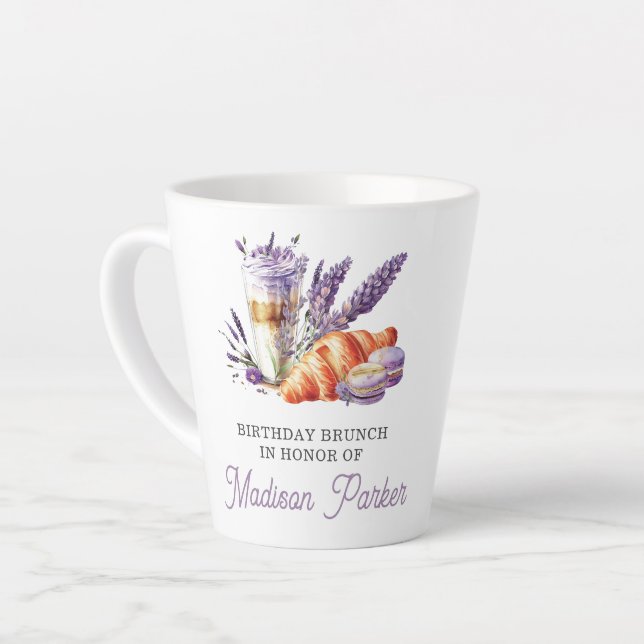 Birthday Brunch Watercolor Personalized Latte Mug (Left Angle)