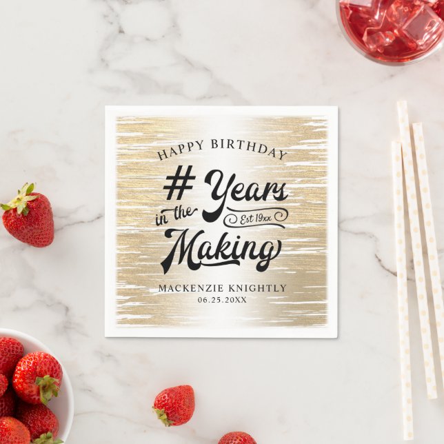 Birthday Brushed Gold YEARS IN THE MAKING Napkins (Insitu)
