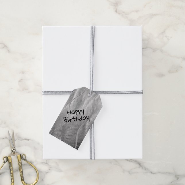 Birthday Brushed Metal Abstract Gift Tags (With Twine)