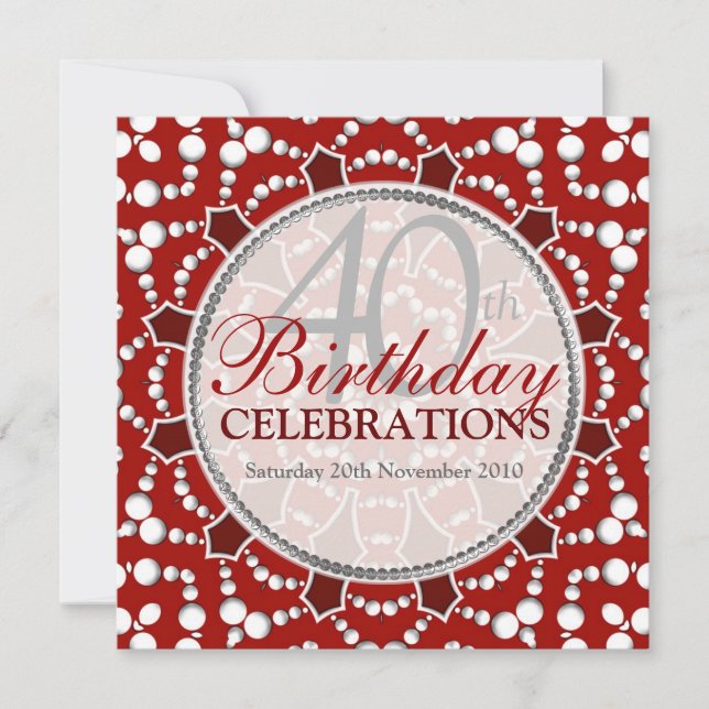 Birthday Bubbles Celebrations Red+White Invitation (Front)