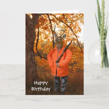 Birthday Buck With Hunting Rifle Card by dryfhout at Zazzle