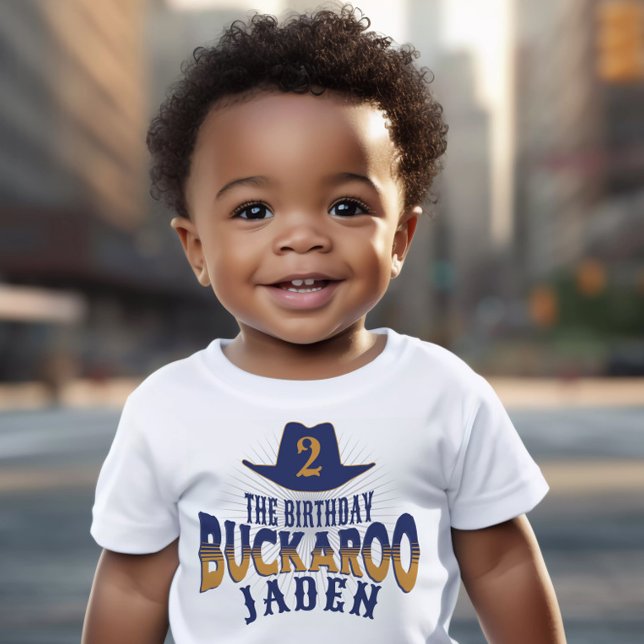 "Birthday Buckaroo" Cowboy Western Kids Birthday  Toddler T-shirt ("The birthday buckaroo" customizable birthday t-shirt cowboy birthday party theme western cowboy hat)