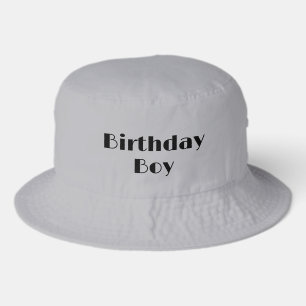 Birthday Bucket Hat For Him Boys Men Happy Grey