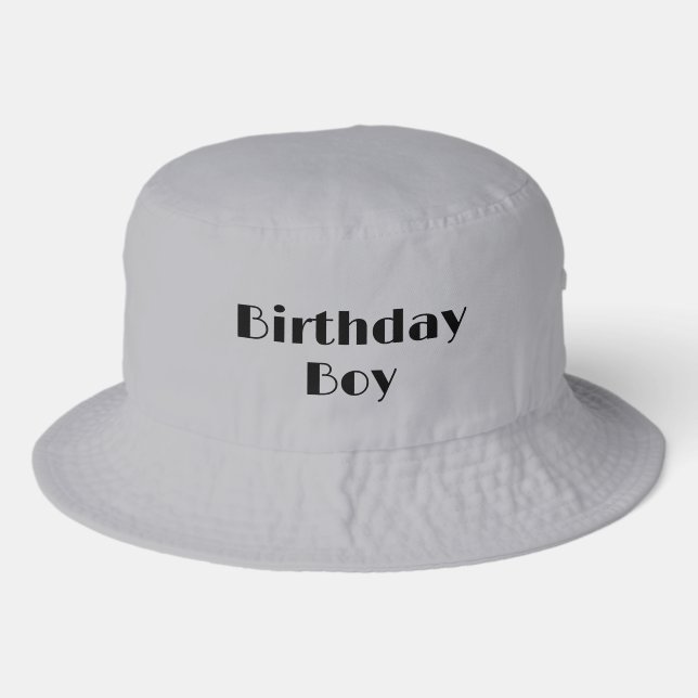 Birthday Bucket Hat For Him Boys Men Happy Grey (Front)