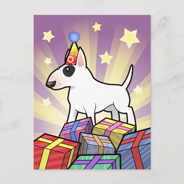 Birthday Bull Terrier Postcard (Front)