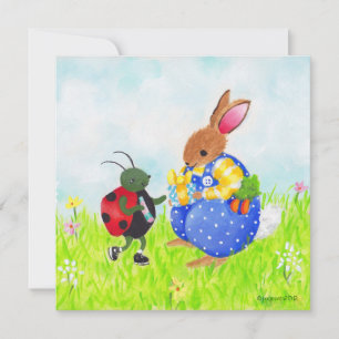 Birthday bunny and bug invitation