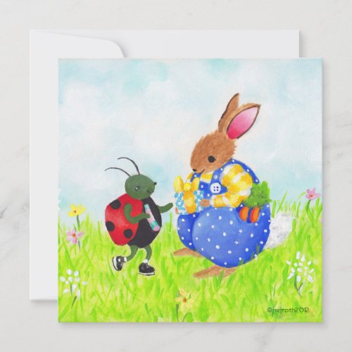 Birthday bunny and bug invitation