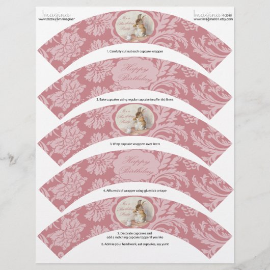 Birthday Bunny DIY Cupcake Wrappers (Front)