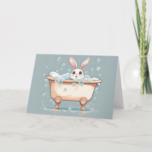 Birthday Bunny In Bubble Bath Card