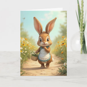 Birthday Bunny With Daisy Basket Card