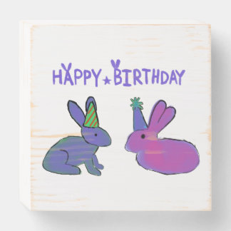 Birthday Bunny Wooden Box Sign